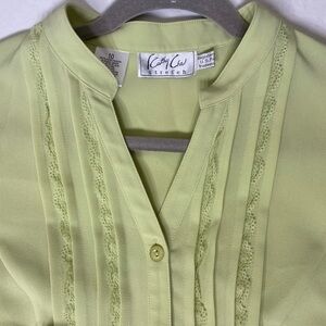 Kathy Che Pale Green Short Sleeve Blouse 10